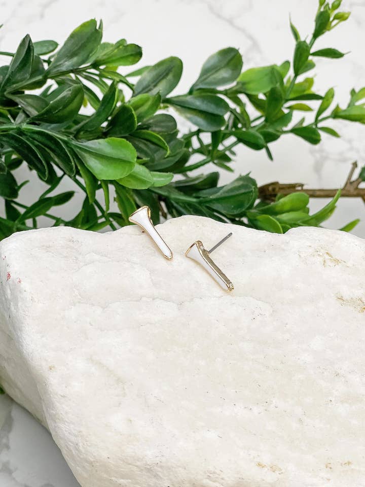 Golf Tee Signature Enamel Stud Earrings for wholesale by Prep Obsessed Wholesale