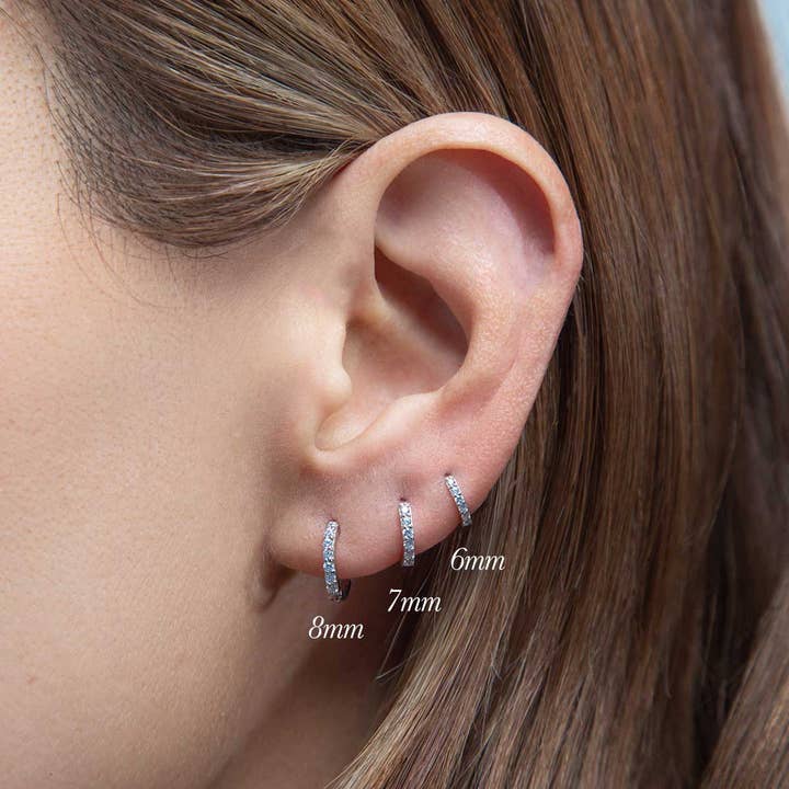 3 Huggies Set Pave Huggie 925 Sterling Silver Stud for wholesale by Jewelry Bar