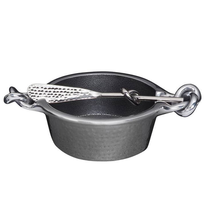 Inspired Generations - Wholesale Condiment/Dip Bowl - Knotty Hammered Deligance with Spreader