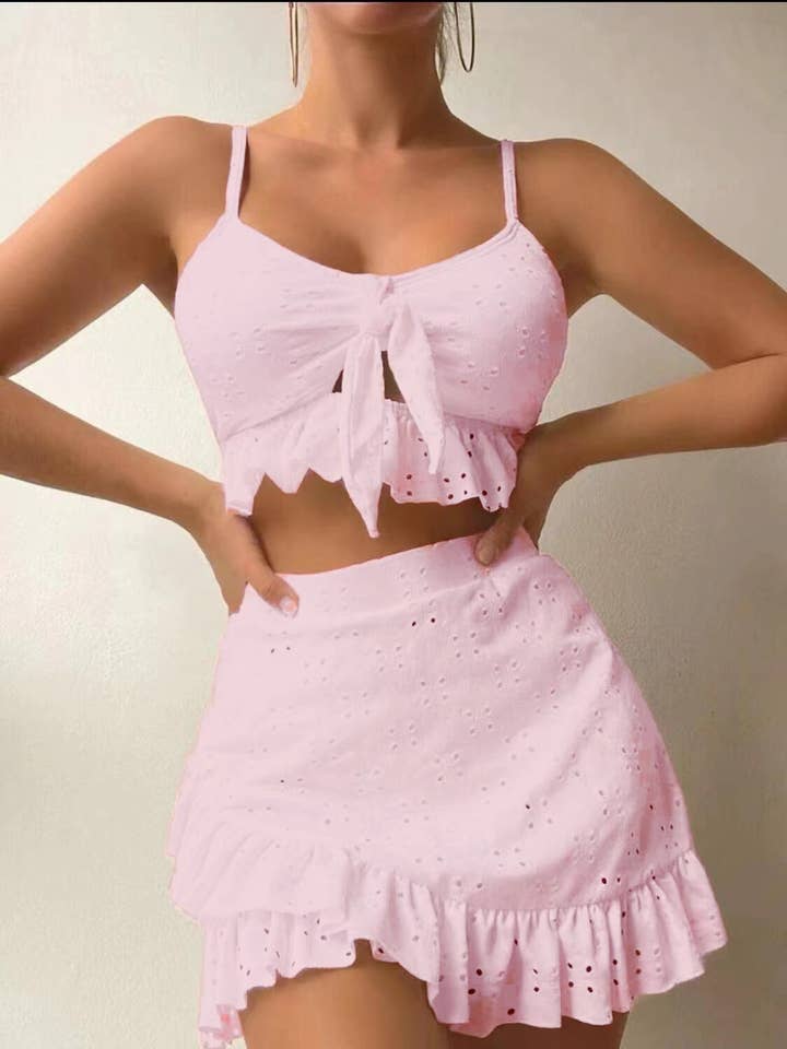 3 piece swimsuit and cover up set for wholesale by Miss Sparkling