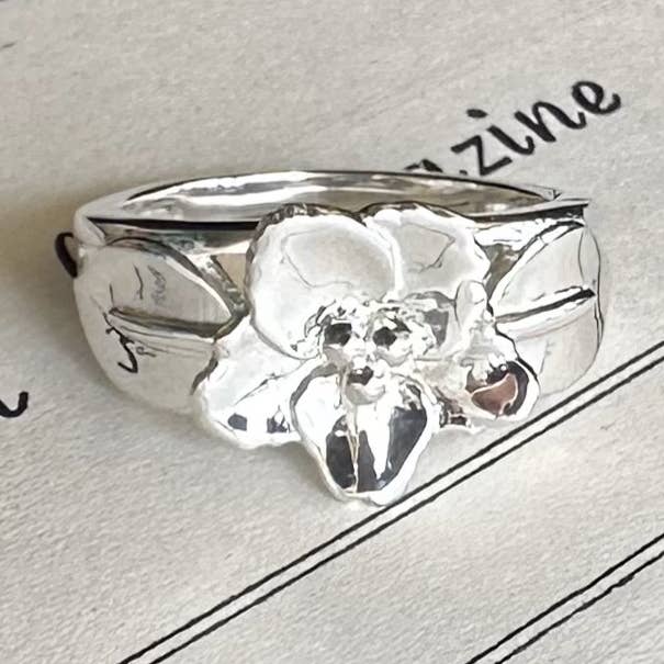 Sterling Silver African Violet Lover's Bloom Ring for wholesale by Summer Joy Silver