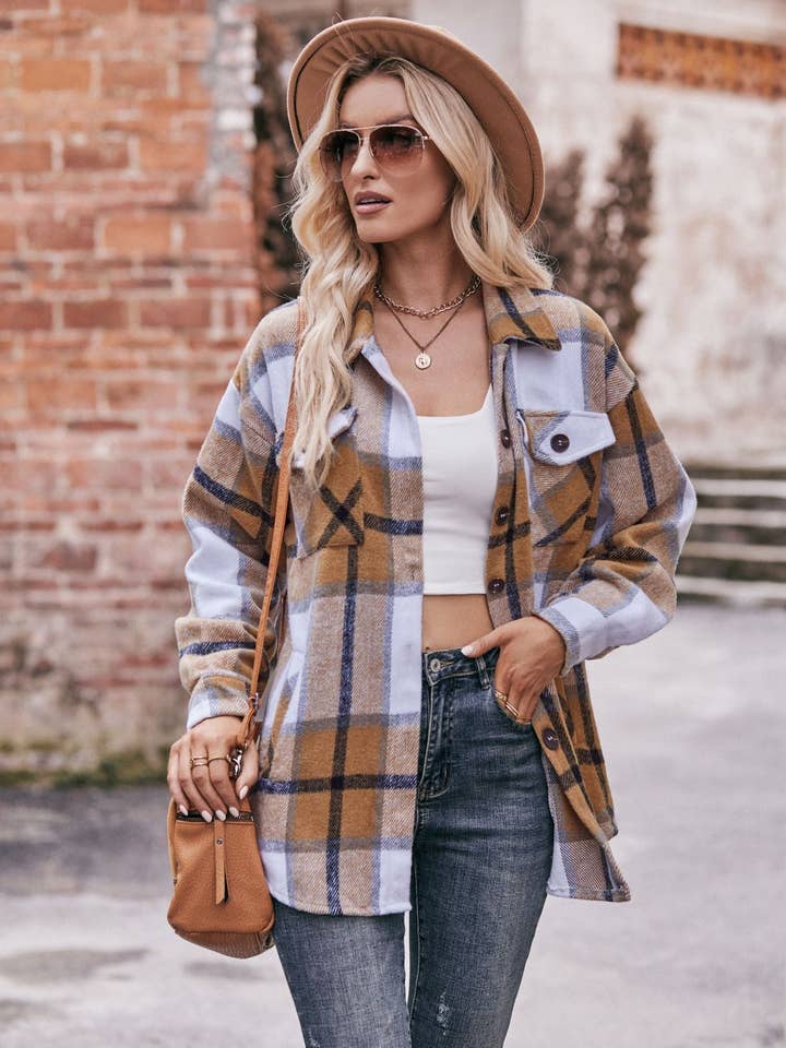 Suhkasana – wholesale Skjortjacka/jackett – Dam – Damers rutig flanellskjorta med fickor - Ledig och oversized12