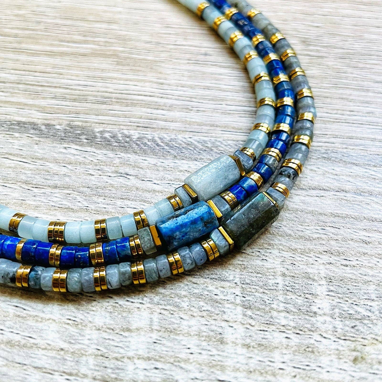 YSIE – wholesale Pärlband/Pärlhalsband – Jane Amazonite Hematit guldpläterat halsband3