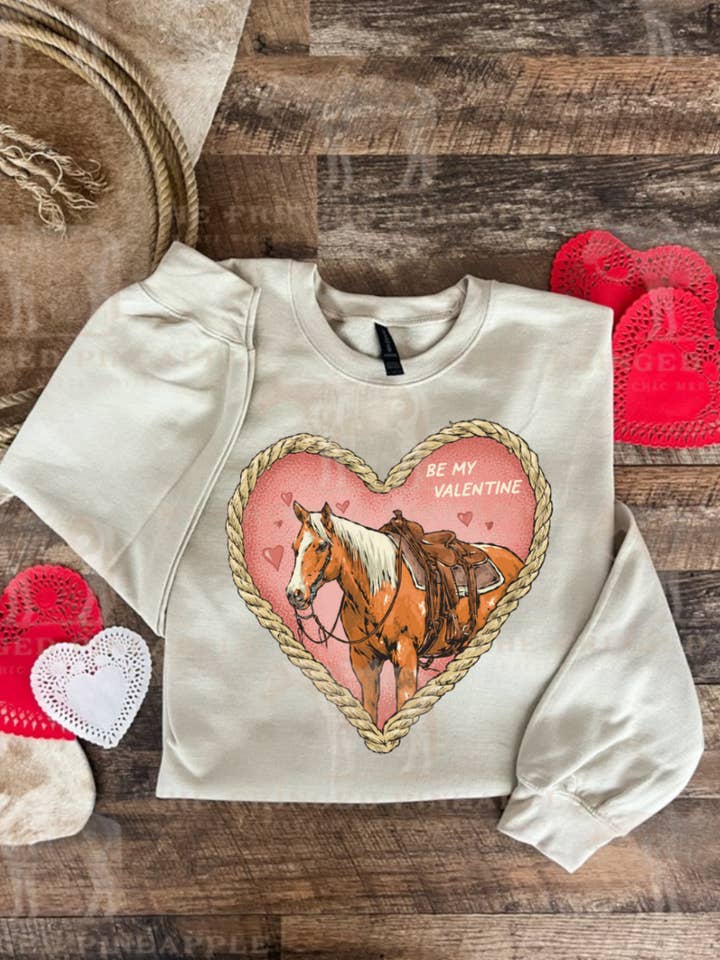 Heart Horse Valentines Tee or Sweatshirt (Adult) (Cream) for wholesale by Arrow F Apparel