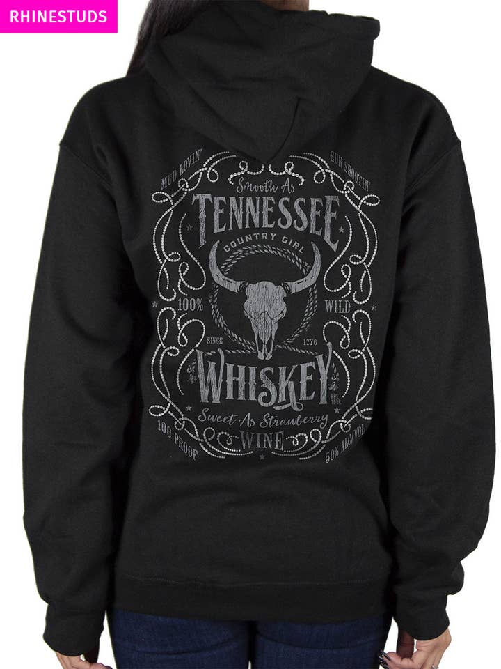 Chandail à capuchon Country Girl® pour femme Tennessee Whiskey Rhinstuds pour la vente par Country Girl Store