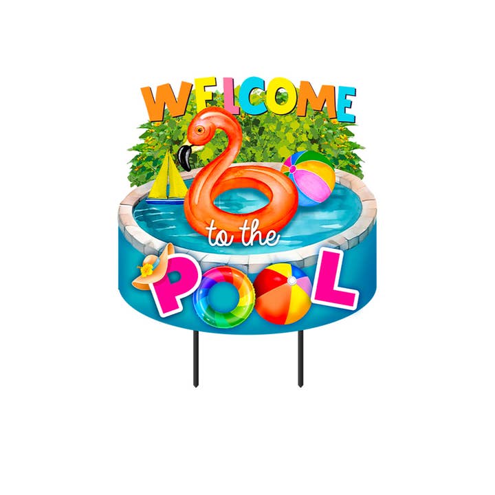 Briarwood Lane - Wholesale Outdoor Ornament/Decor - Welcome To the Pool Metal Art