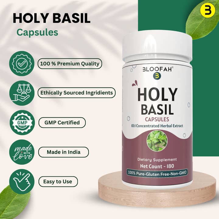 Bloofah - Wholesale Voedingssupplement/vitamine - Heilige Basilicum Capsules – 500mg | Tulsi (Ocimum tenuiflorum)