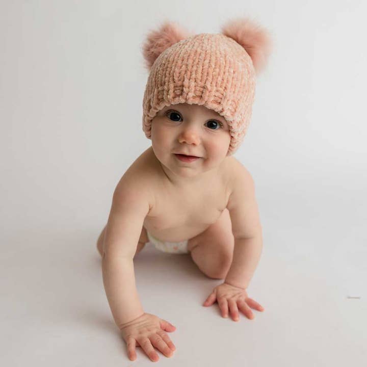 Huggalugs - Wholesale Beanie - Kids - Champagne Chenille Beanie Hat Baby & Kids