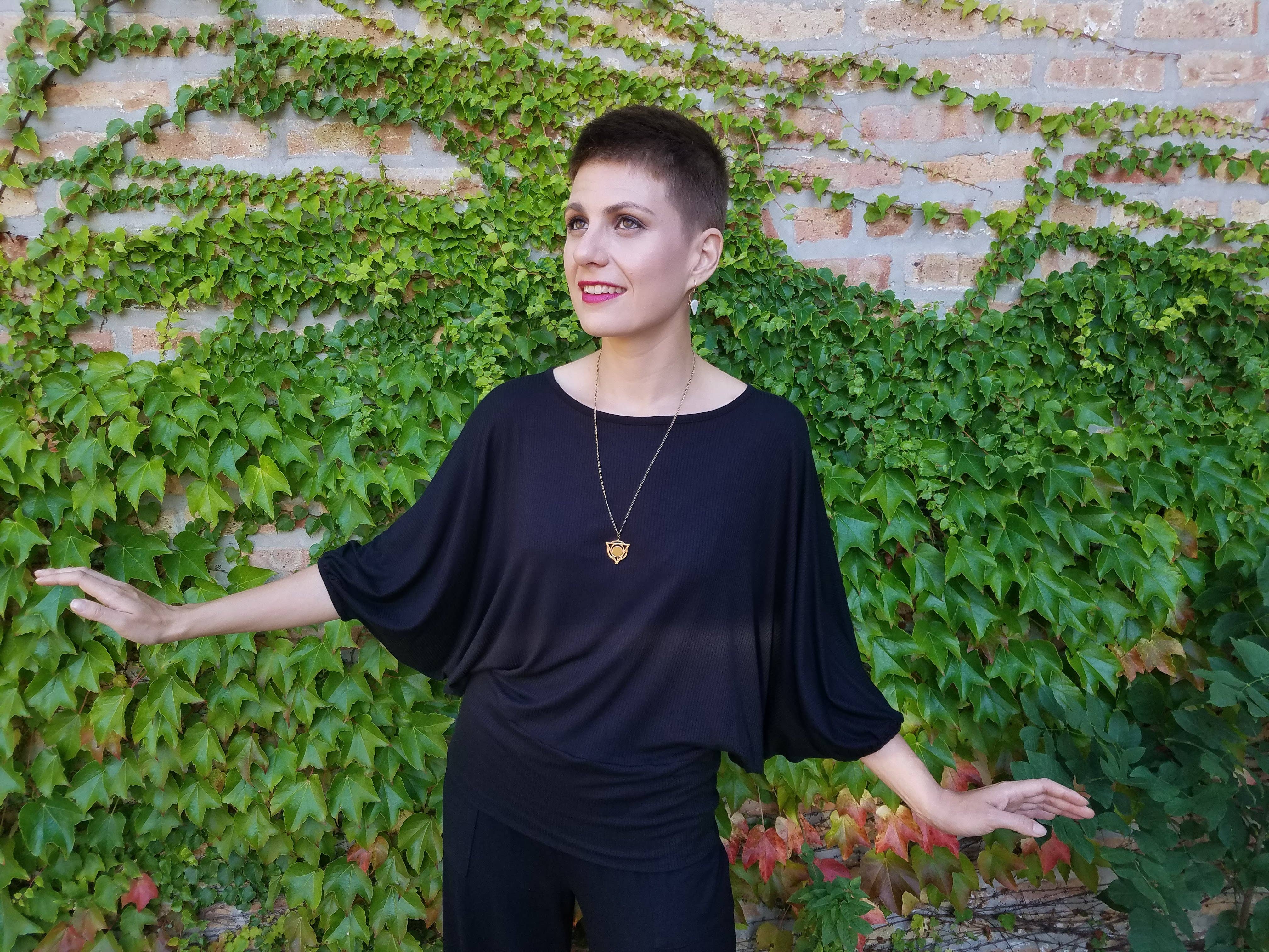 Squasht - Wholesale Blouse - Women's - 3/4 Sleeve Batwing Black Rib Knit0