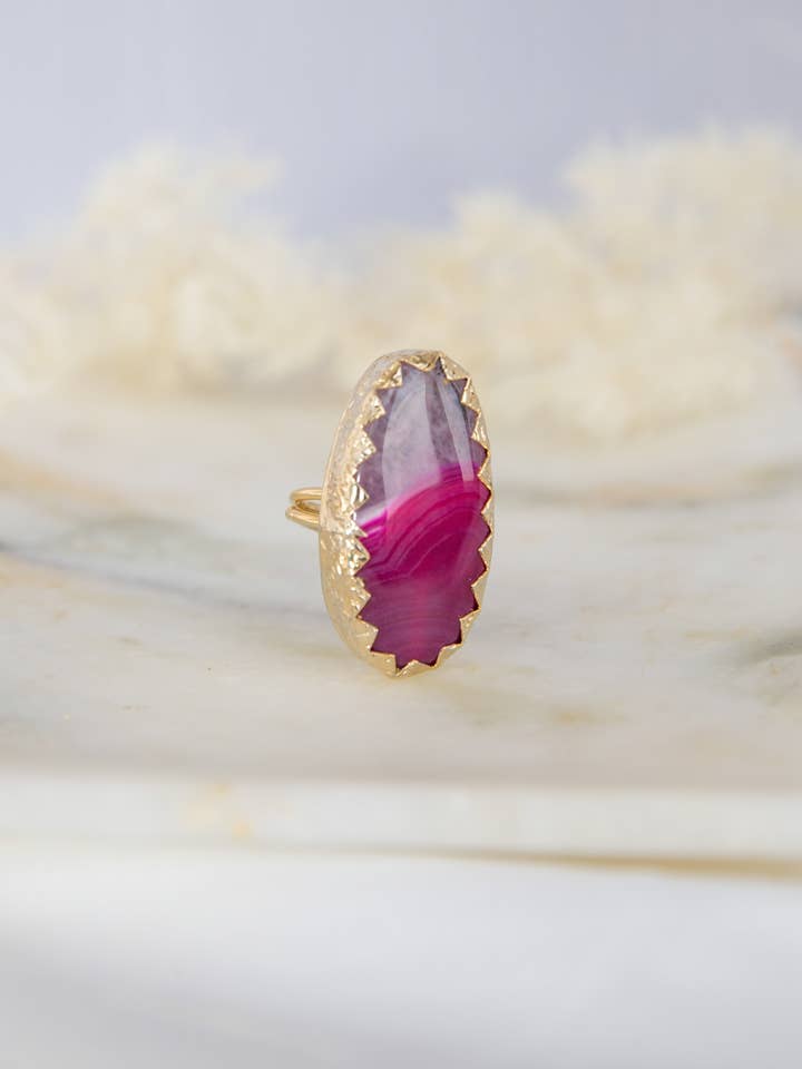 Anillo ovalado de ágata en zigzag para venta al por mayor de Georgia On My Mind