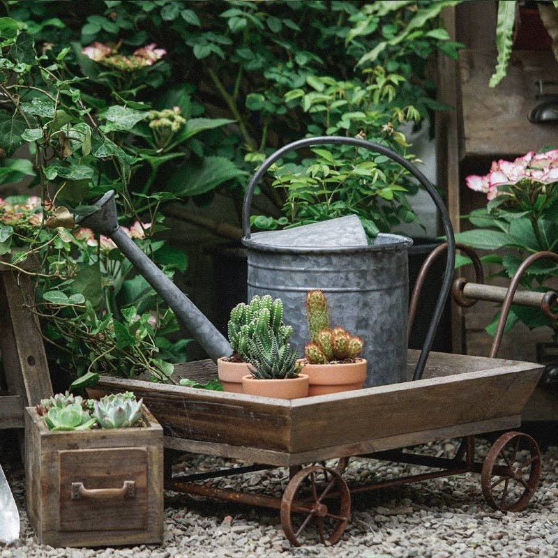 Rustic Reach - Wholesale Planter Box - Small Decorative Wooden Wagon Flower Cart3