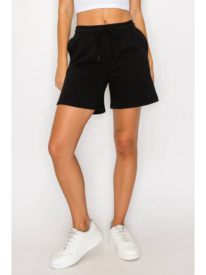 Color 5 - Wholesale Shorts - Women's - Solid color fleece loose fit casual long shorts w/pockets