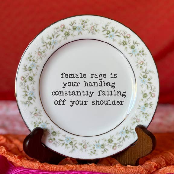 Upcycled Funny Plates, Female Rage , Gift Shop, Tourists for wholesale by pretty little creeps