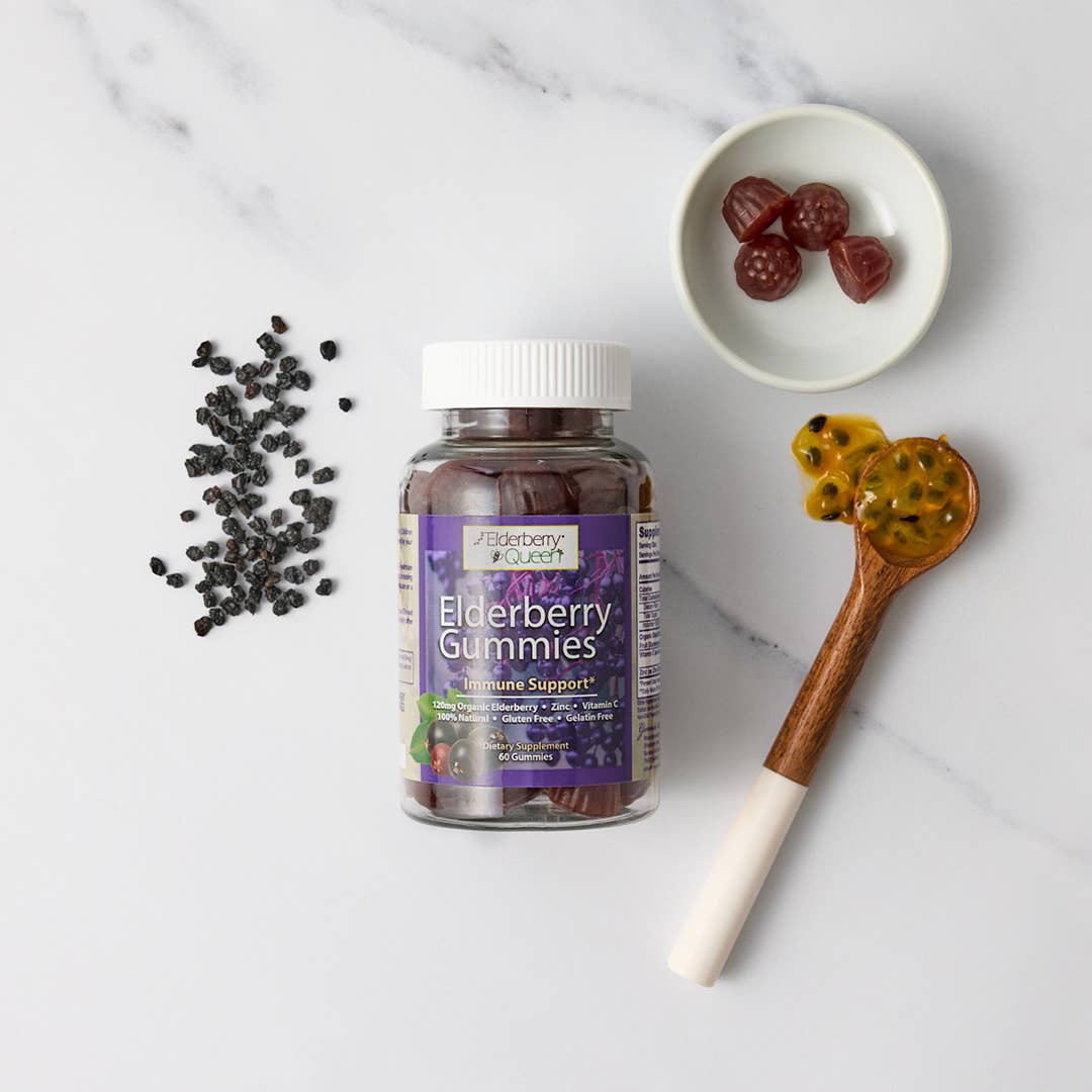Elderberry Queen - Vente Supplément oral/vitamine - Gélatines au sureau avec vitamine C et zinc, 60 carats1