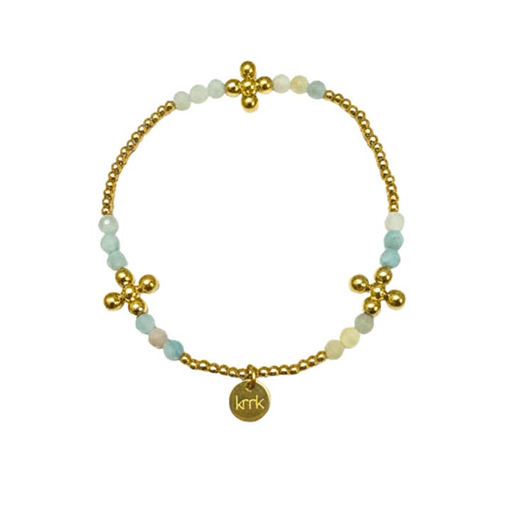 3mm Amazonite and 2.5mm Gold Bead Bracelet for wholesale by Kiss Me Kate Jewelry