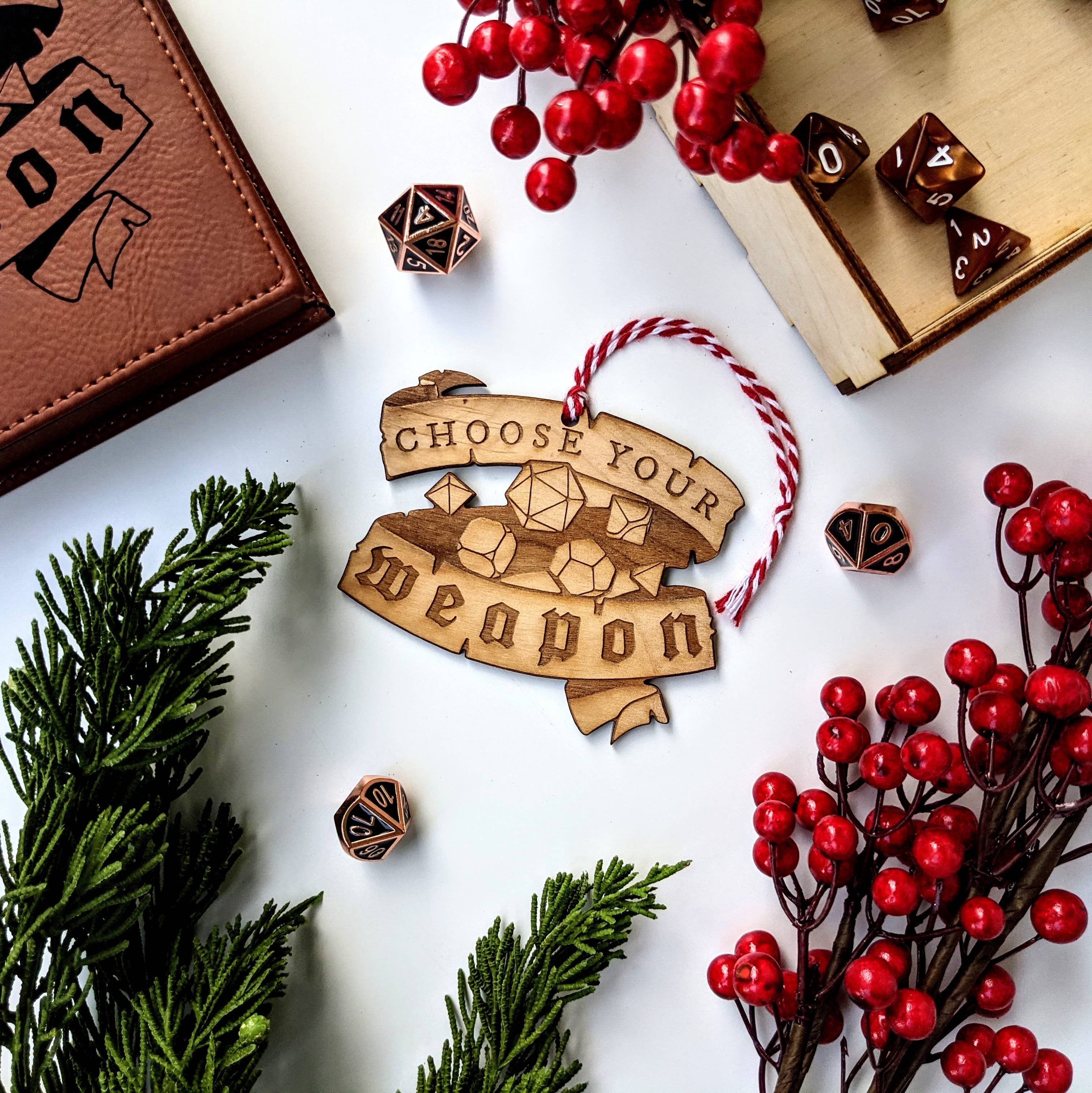 Emberglow Gaming - Wholesale Ornament - Choose Your Weapon - Dungeons and Dragons Wooden Ornament