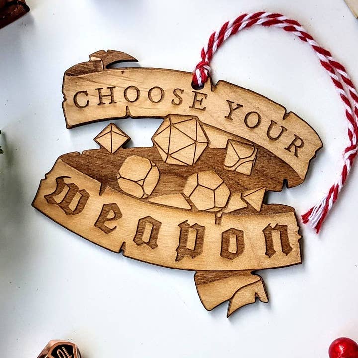 Emberglow Gaming - Wholesale Ornament - Choose Your Weapon - Dungeons and Dragons Wooden Ornament0