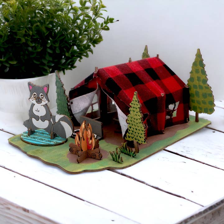 Woodsy Creative Co. - Wholesale DIY Craft Kit - Camping Tent Cabin 3D paintable DIY Kit1