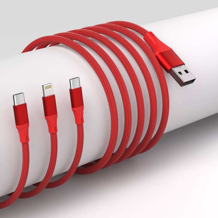 LAX Gadgets - Wholesale Charging Cable - 3-in-1 Cable For IPhone/Ipad & Android Devices - Retail Pack