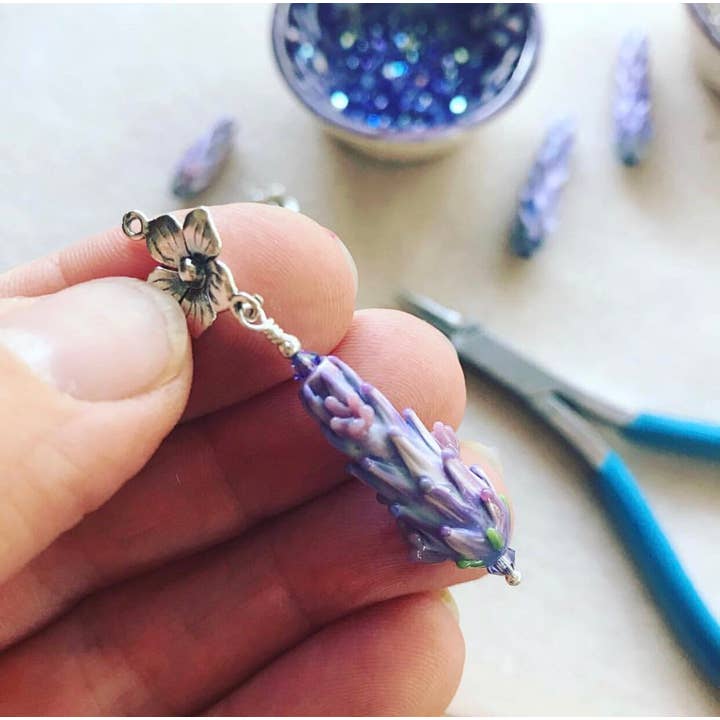 Lavender Beads - Wholesale Pendant/Charm Necklace - Blooming Lavender Pendant Handcrafted Botanical Glass4