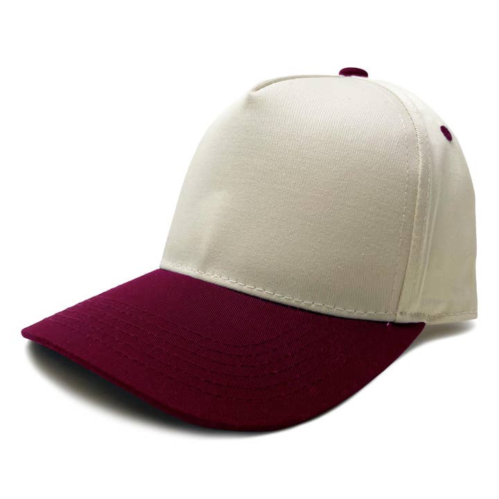 Funky Junque - Wholesale Baseball Cap - Unisex - Two Tone Vintage Snapback Hat - Burgundy/Beige