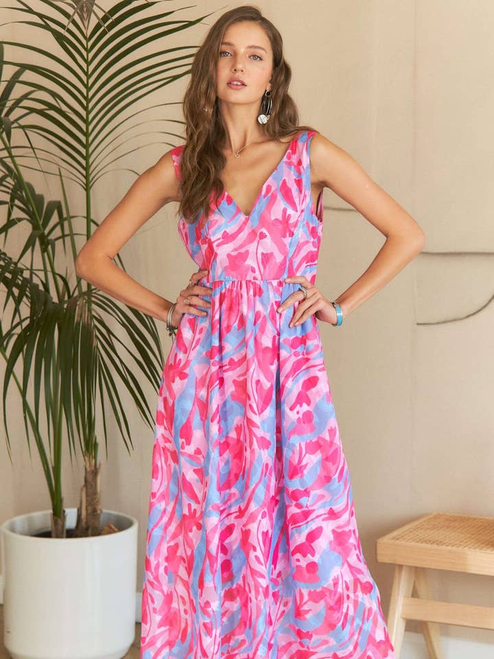 ABSTRACT MAXI DRESS - CED3535WN for wholesale by ADORA LA