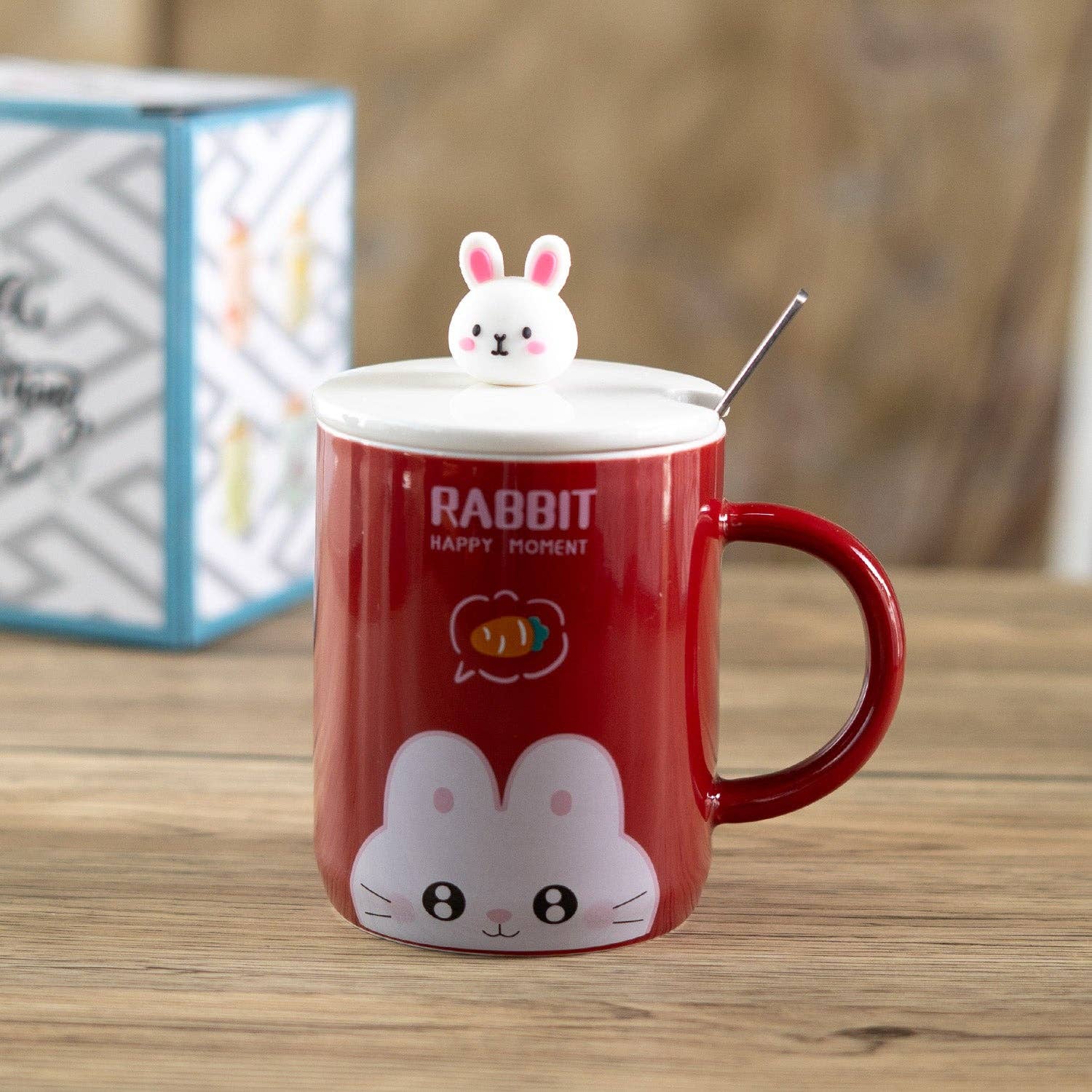 Urban Tokyo – Großhandel Kaffeebecher – Kaninchen 12oz Becher mit Deckel und Löffel (10/30)3