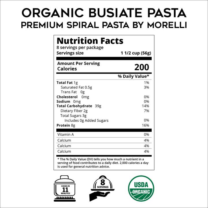 Wholesome Good - Wholesale Pasta - Organic Busiate - Italian Spiral Pasta - 17.6oz - by Morelli