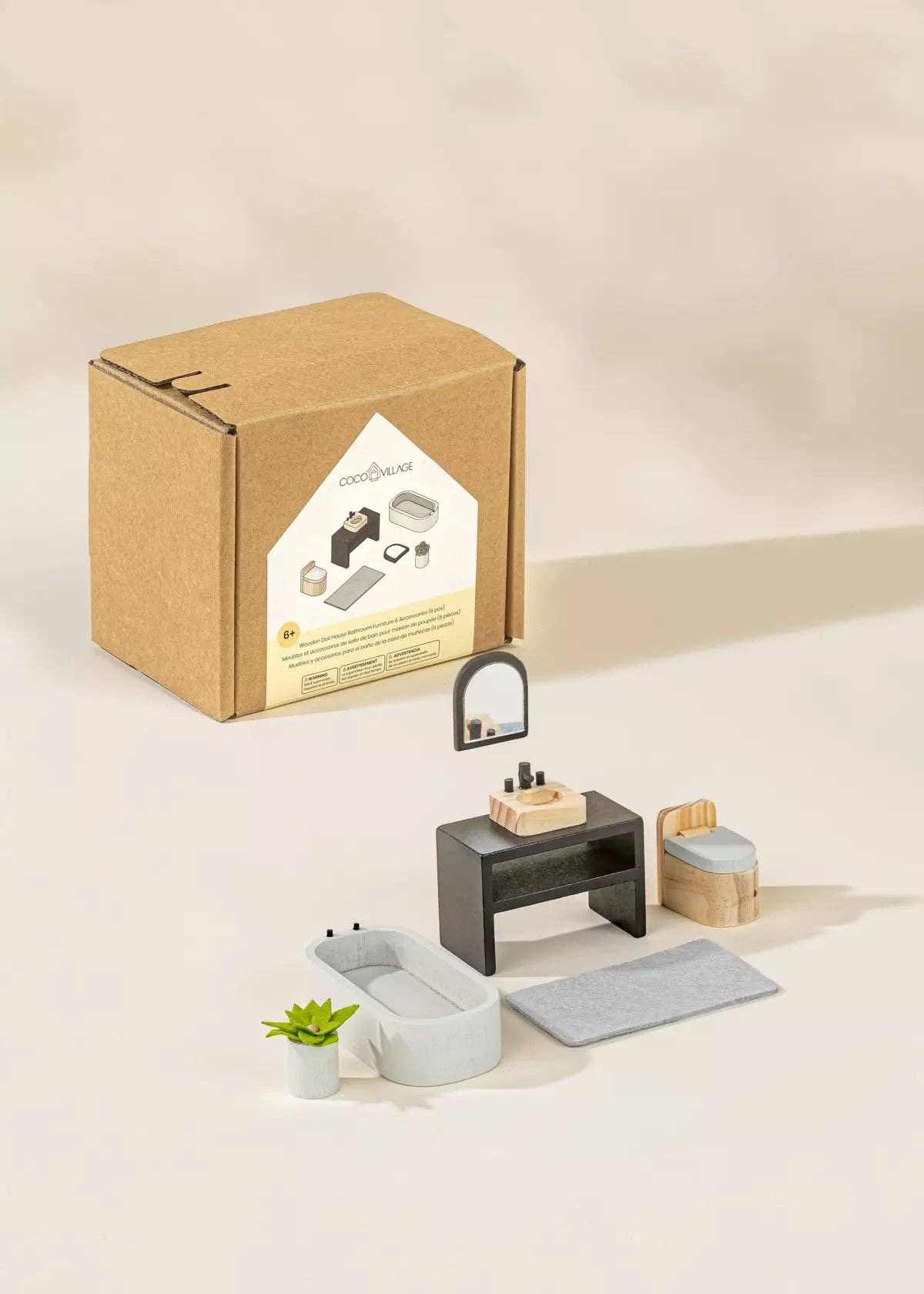 Coco Village - Wholesale Doll Accessory Kit - Kids - Wooden Doll House Bathroom Furniture (6pcs)10