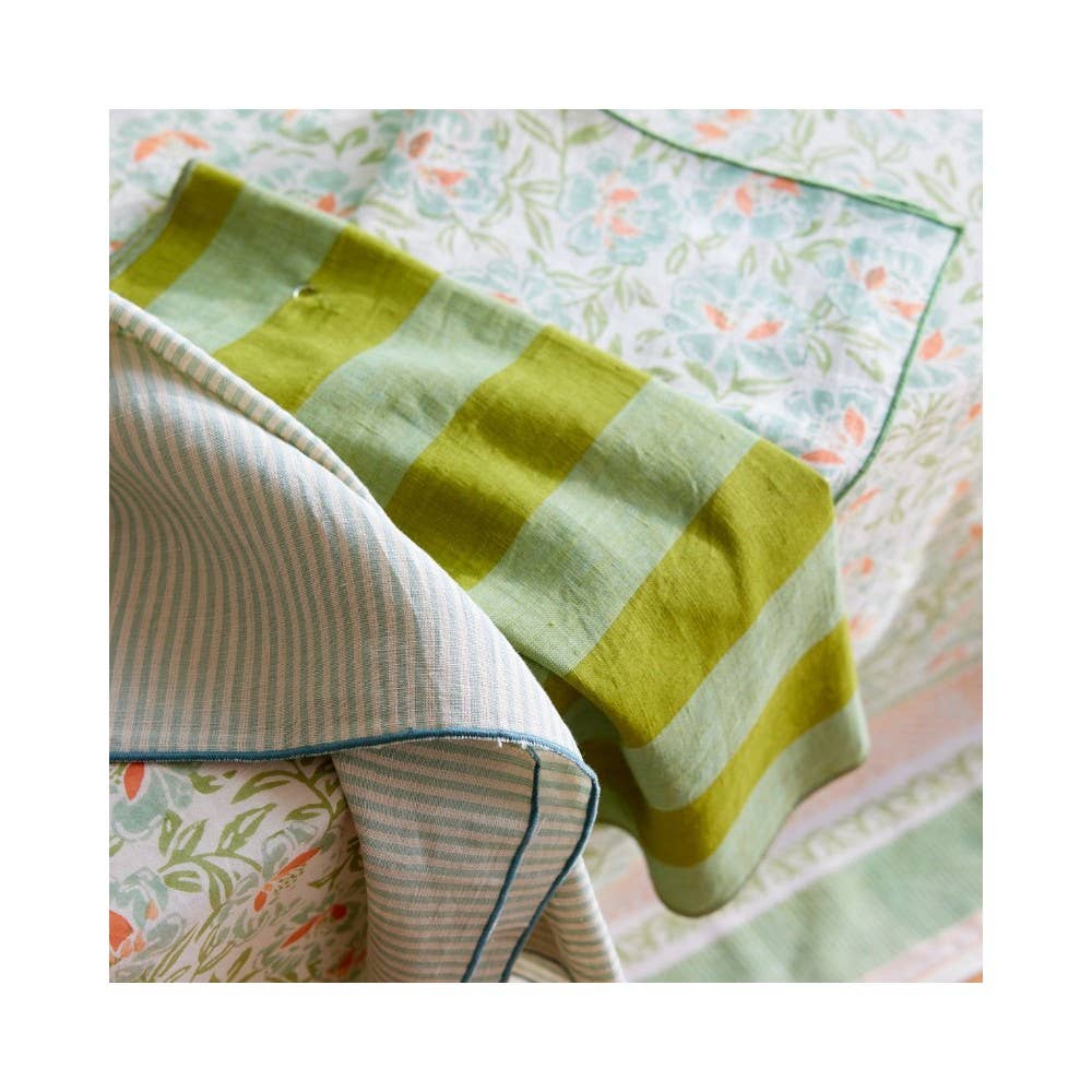 Bonheur du Jour - Wholesale Dinner & Cloth Napkin - Set of 2 Napkins - Wide Celery Stripes2