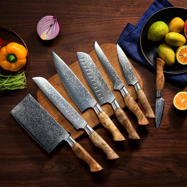 Senken Knives - Wholesale Knife Set - "Dynasty" 16-Piece Japanese Damascus Steel Knife Block Set3