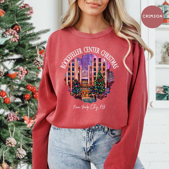Christmas at Rockefeller Center New York City Comfort Colors® Sweatshirt for wholesale by CindyL Boutique