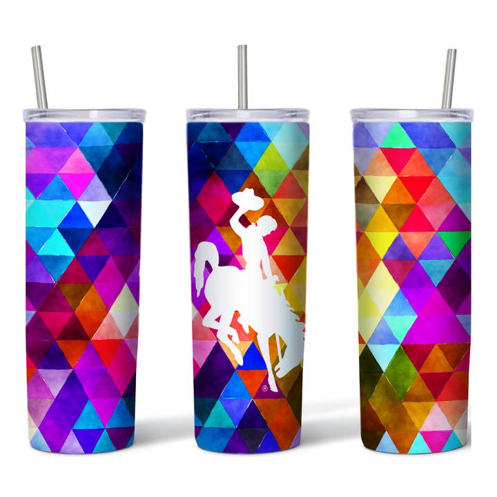 Wyoming Buckinghorse Bright 20oz Skinny Tumbler for wholesale by This Joyful Home