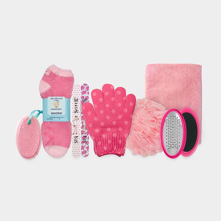 Bath Accessories Company - Wholesale Bath & Body Set - Relax & Renew Gift Basket - Pink
