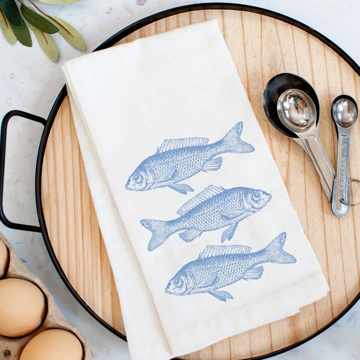 Chinoiserie Fish Kitchen Towel for wholesale by Pelican Provision Co.