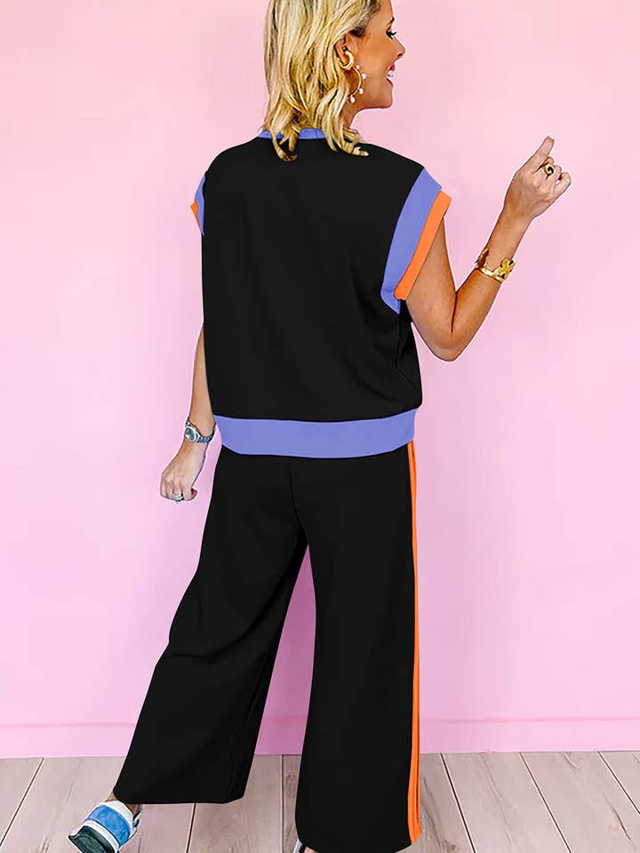 Lovesoft - Wholesale Lounge Set - Women's - Multicolor Color Block Detail Casual Two-piece Set16