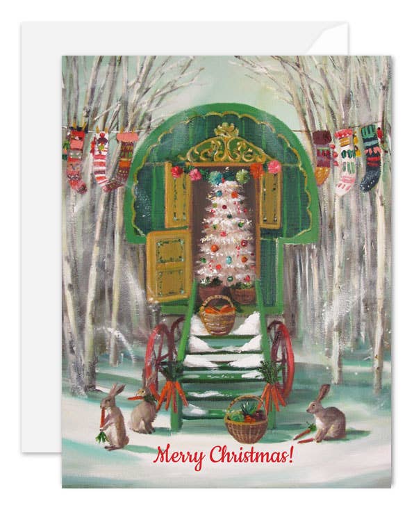 JANET HILL STUDIO - Wholesale Christmas Card - Christmas Caravan Card- Box Set of 81