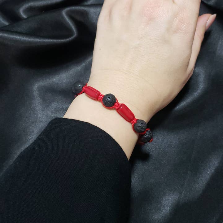 The Bijoux Collective - Vente Bracelet de perles - Bracelet en corail et pierre de lave - B111