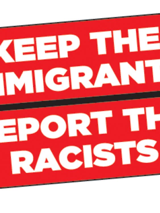 Sticker-Keep os imigrantes. Deportar os racistas por atacado de Ephemera