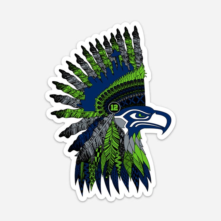 Seattle Seahawks Headdress Vinyl Sticker for wholesale by Discovery Stickers