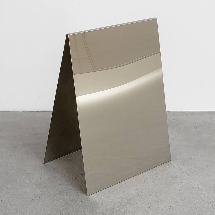 #003 - Mirrored Stainless Steel A-Frame Sidewalk Sign for wholesale by Signs and Mirrors