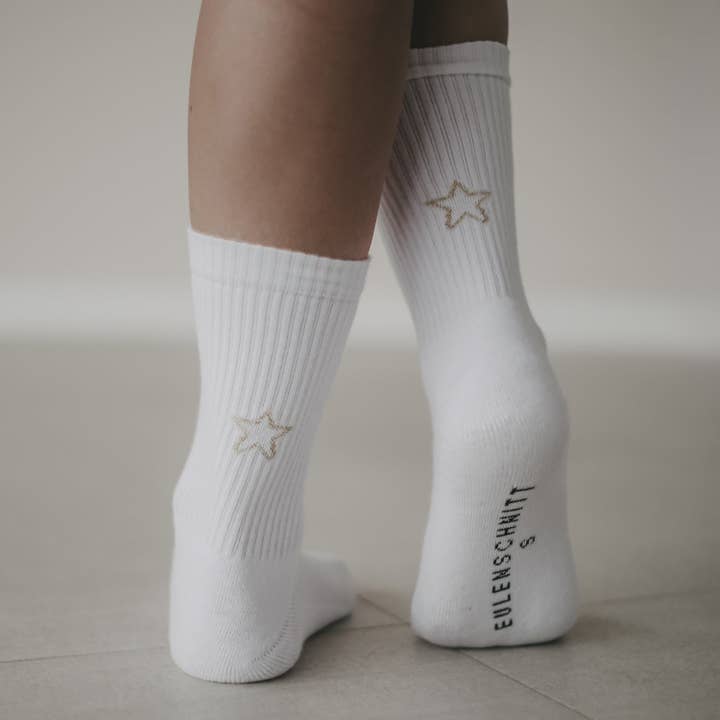 Eulenschnitt - Wholesale Socks - Unisex - Socks white star M (PU = 5 pcs.)
