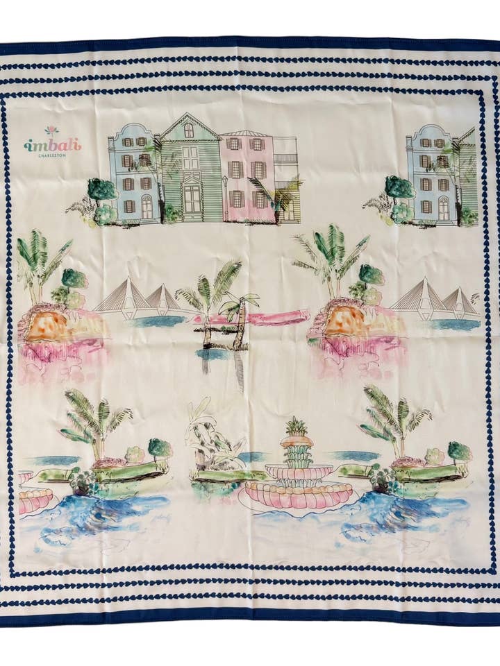 I Love Charleston Scarf 25x25" - Charleston Icons Print | Imbali Charleston for wholesale by Imbali Charleston