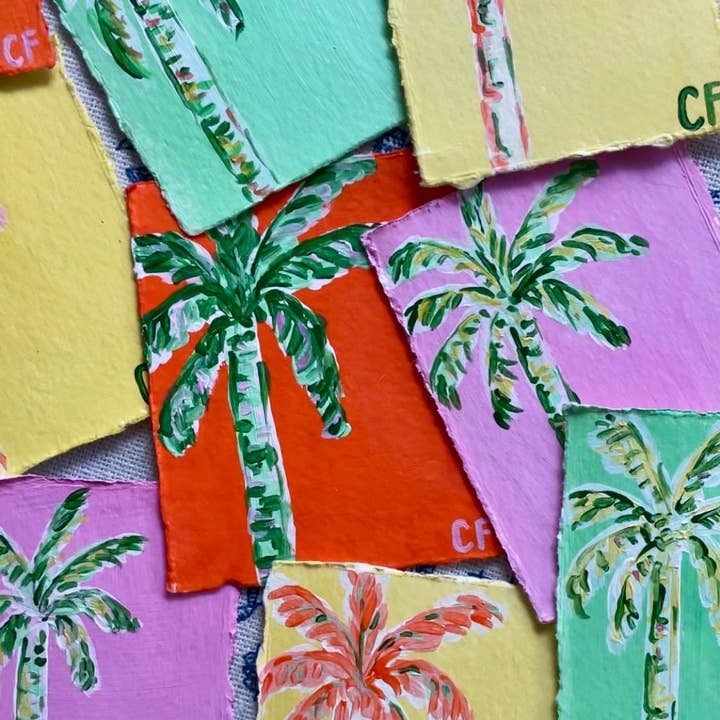 Original Colorful Mini Palm Tree Paintings for wholesale by Courtney Foley