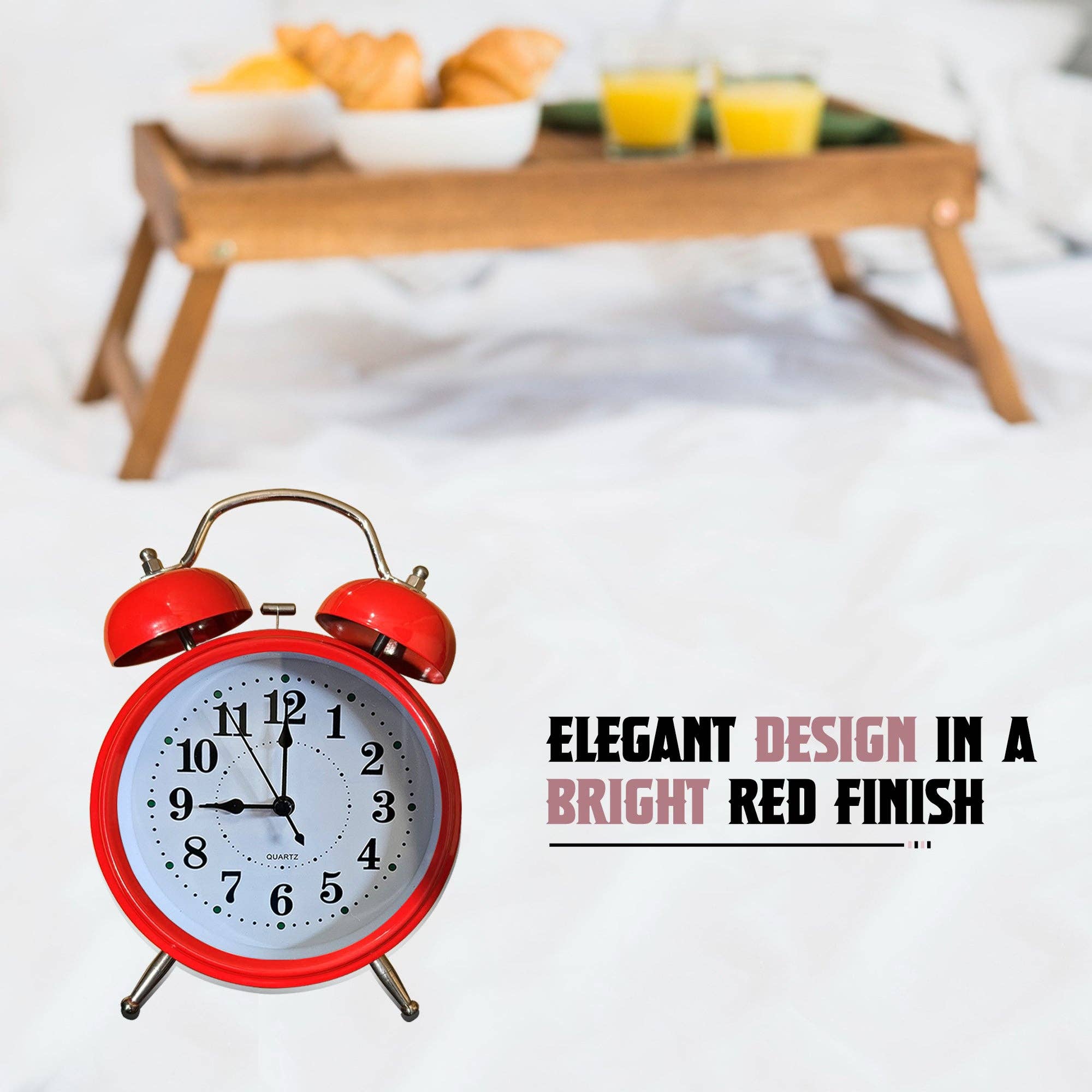 Ledsone – wholesale Alarm clock – Round Shape Retro Twin bell Loud Bedside Alarm clock~52216