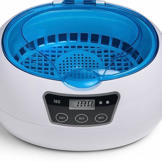 Unité de nettoyage à ultrasons professionnelle pour appareils de contention et protège-dents nocturnes pour la vente par F.F.& CO. Luxury Magic Tallow