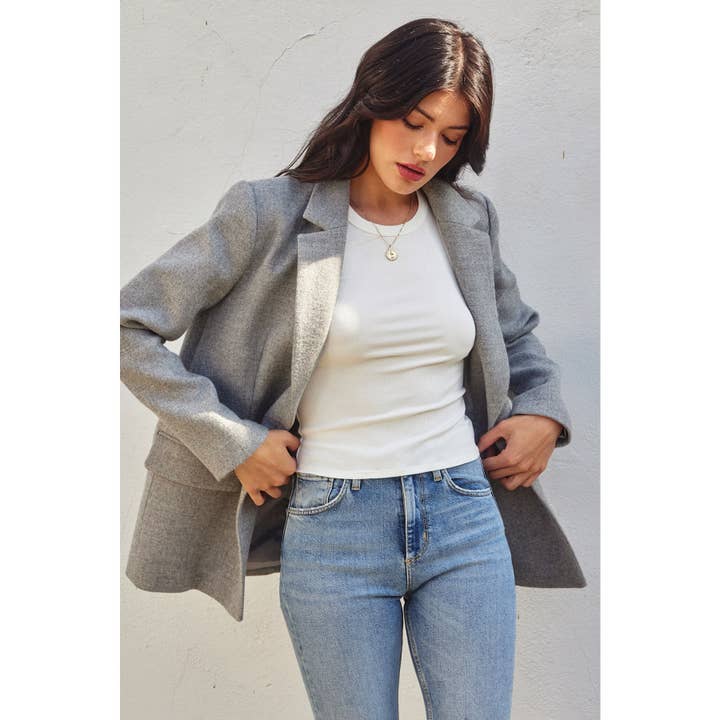 Oversized One Button Woven Blazer for wholesale by Dress Forum