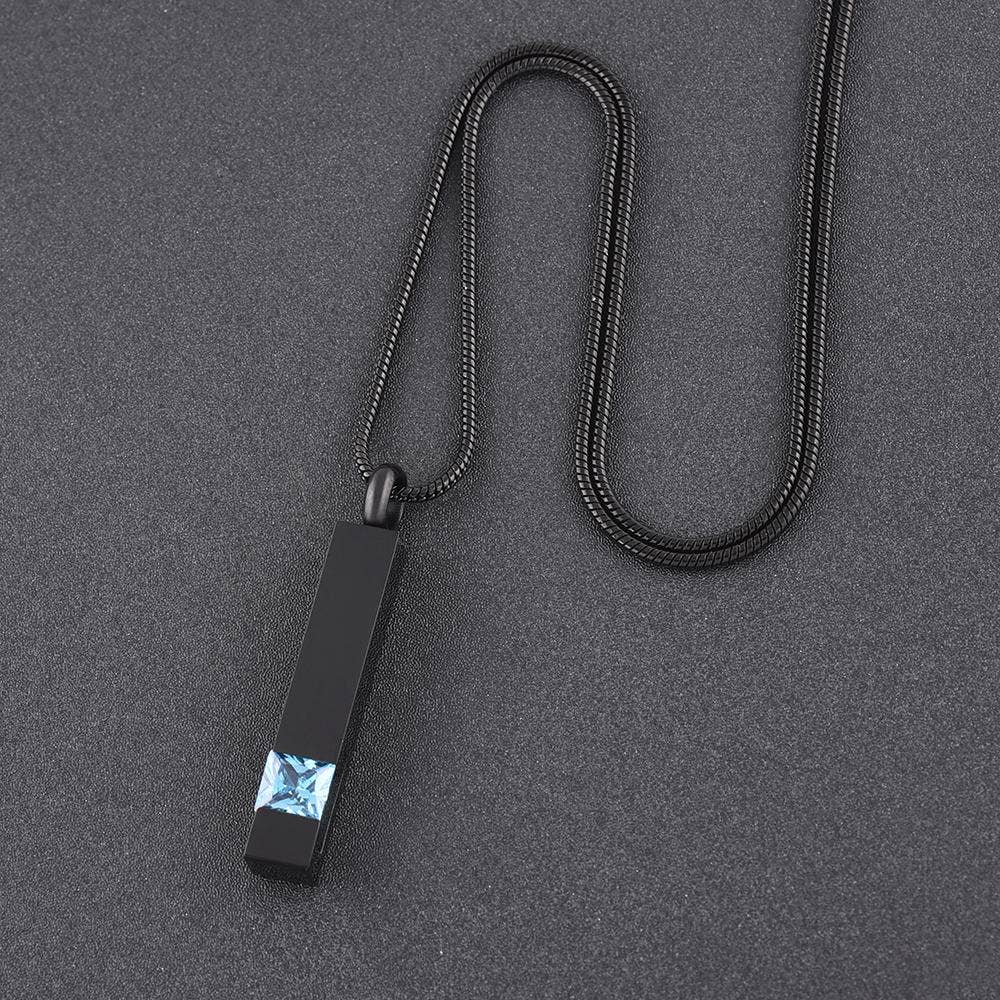 Cherished Emblems – wholesale Pendant/charm necklace – Black Cremation Urn Necklace Column With Gemstone4