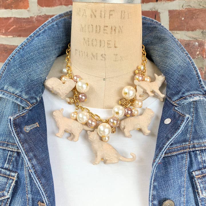 Pearl Must Love Cats Necklace for wholesale by Lenora Dame