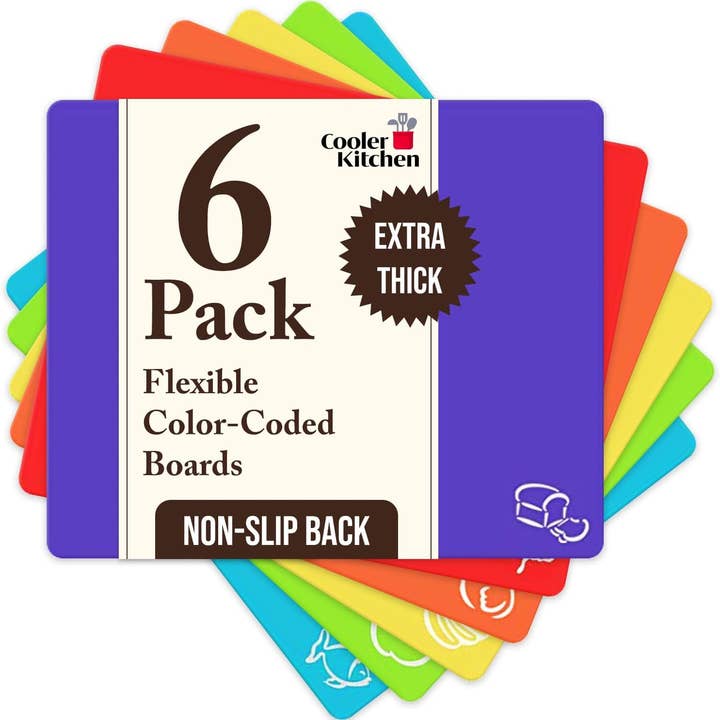 Extra Thick Flexible Plastic Cutting Board Mats (Set of 6) for wholesale by Cooler Kitchen